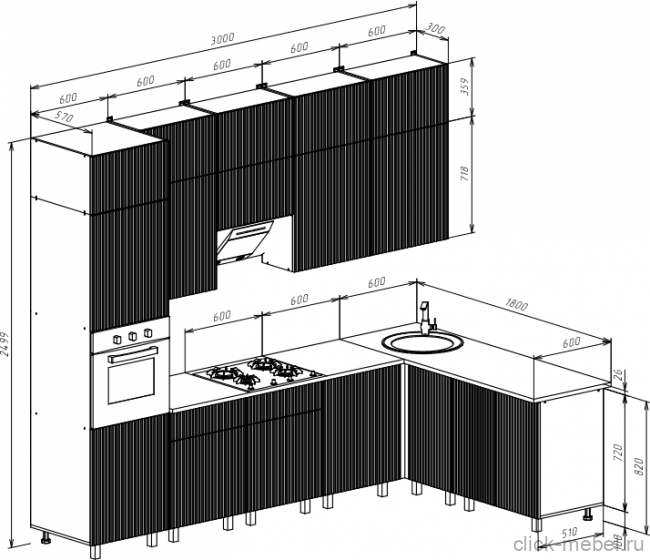Кухня - №2 3000х1800х2499 (3)