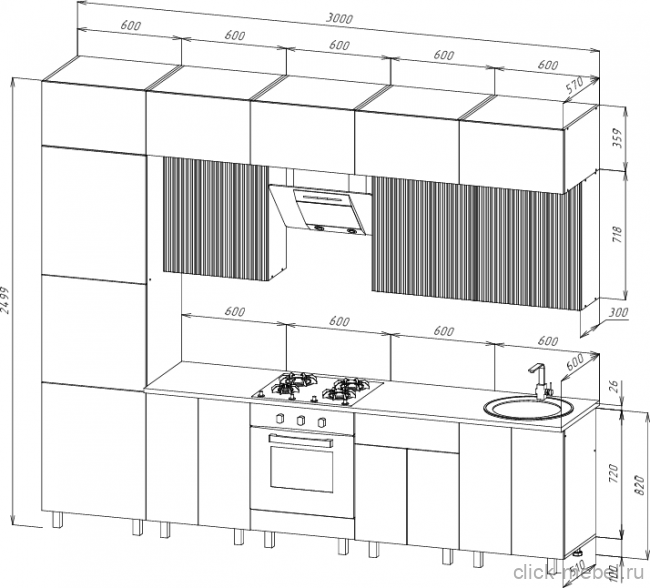 Кухня - №2 3000х600х2499