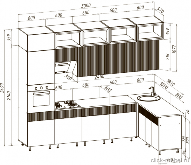 Кухня - №2 3000х1800х2499 (1)