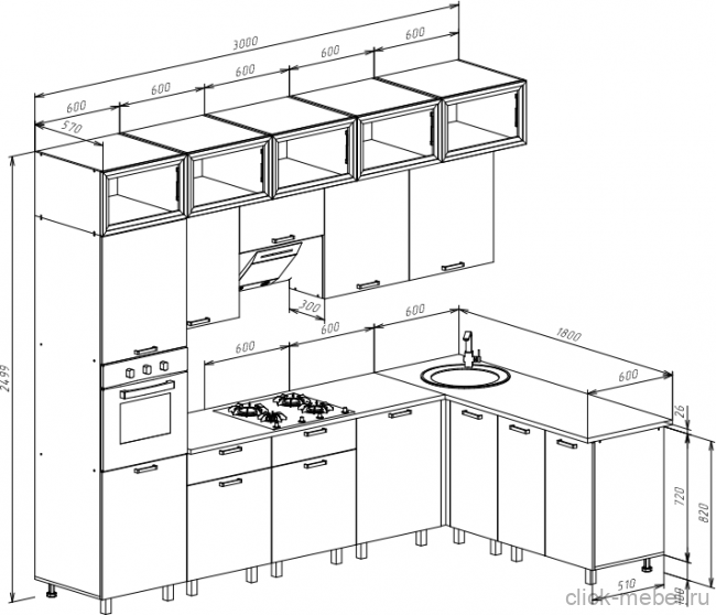 Кухня - №3 3000х1800х2499