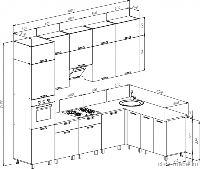 Кухня - №3 3000х1800х2499 (6)